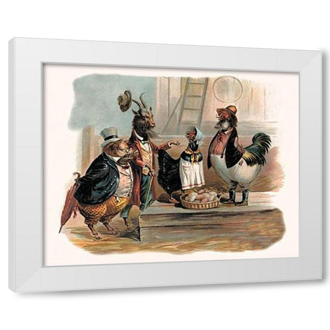 Pigs and Pork: Party Animals White Modern Wood Framed Art Print by Advertisement