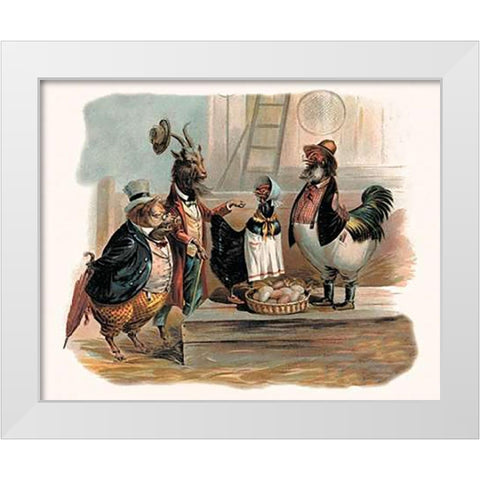 Pigs and Pork: Party Animals White Modern Wood Framed Art Print by Advertisement