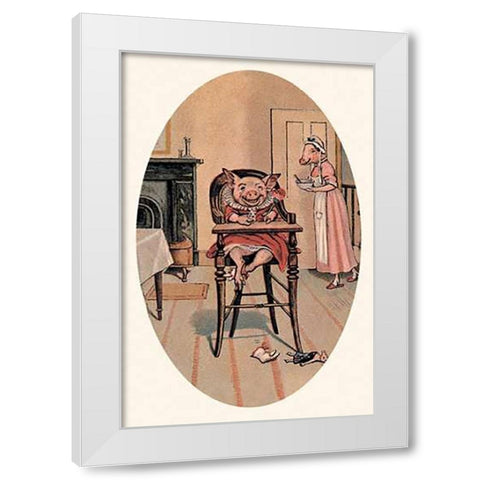 Pigs and Pork: Baby Pig White Modern Wood Framed Art Print by Advertisement