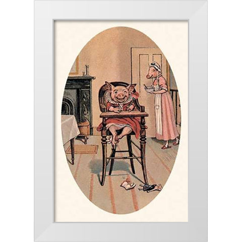 Pigs and Pork: Baby Pig White Modern Wood Framed Art Print by Advertisement