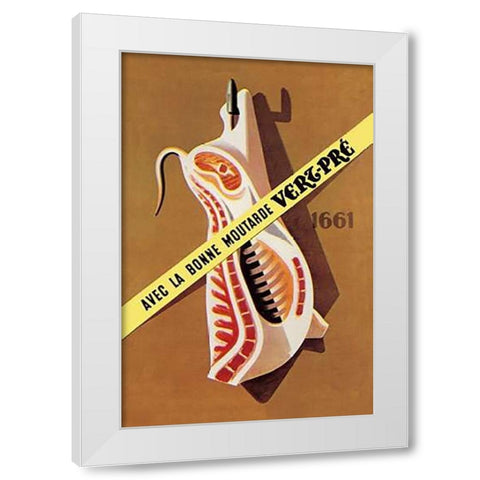 Pigs and Pork: Hooked Pork White Modern Wood Framed Art Print by Advertisement