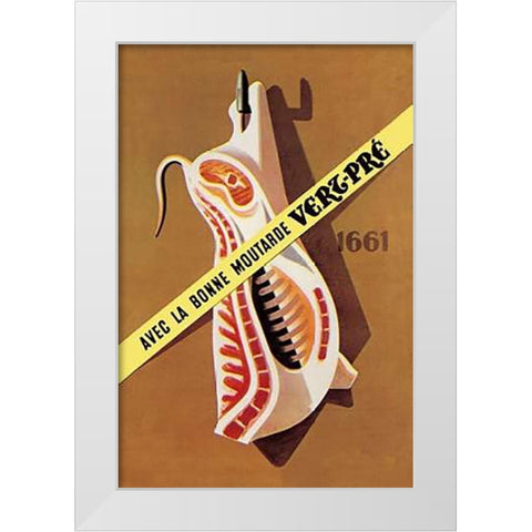 Pigs and Pork: Hooked Pork White Modern Wood Framed Art Print by Advertisement