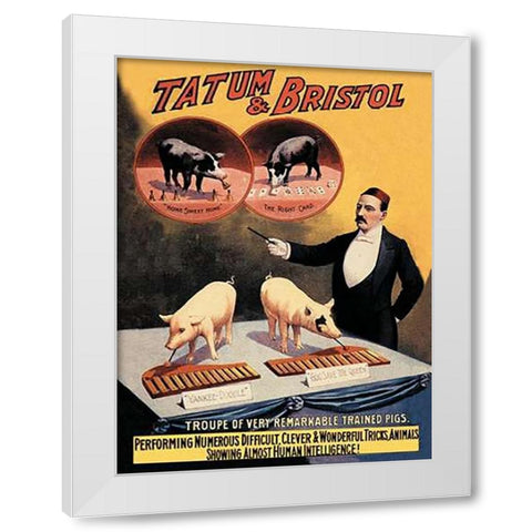 Pigs and Pork: Tatum and Bristols Troupe of Trained Pigs White Modern Wood Framed Art Print by Advertisement