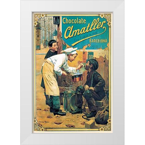 Cooks: Chocolate Amatller White Modern Wood Framed Art Print by Advertisement