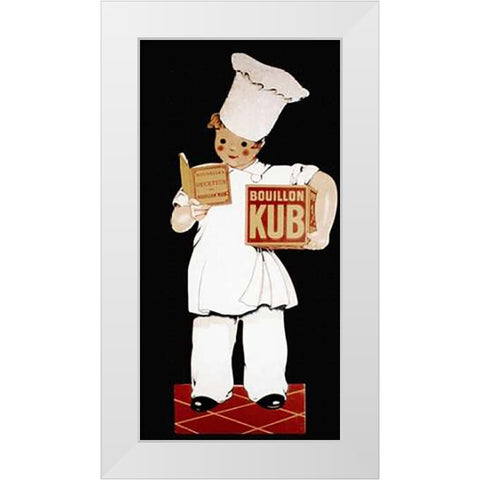 Cooks: Bouillon Kub White Modern Wood Framed Art Print by Advertisement