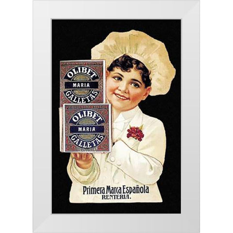 Cooks: Olibet Galletas White Modern Wood Framed Art Print by Advertisement
