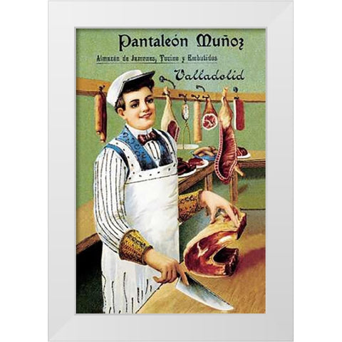 Cooks: Pantaleon Munoz White Modern Wood Framed Art Print by Advertisement