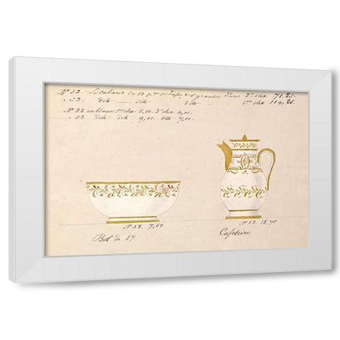 Bol et cafetiere, ca. 1800-1820 White Modern Wood Framed Art Print by Honore