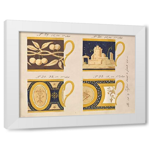 Quatre tasses a fond or, ca. 1800-1820 White Modern Wood Framed Art Print by Honore