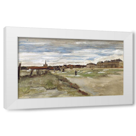 Bleachery at Scheveningen White Modern Wood Framed Art Print by Van Gogh, Vincent
