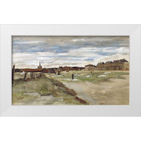 Bleachery at Scheveningen White Modern Wood Framed Art Print by Van Gogh, Vincent