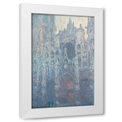 The Portal of Rouen Cathedral in Morning Light White Modern Wood Framed Art Print by Monet, Claude