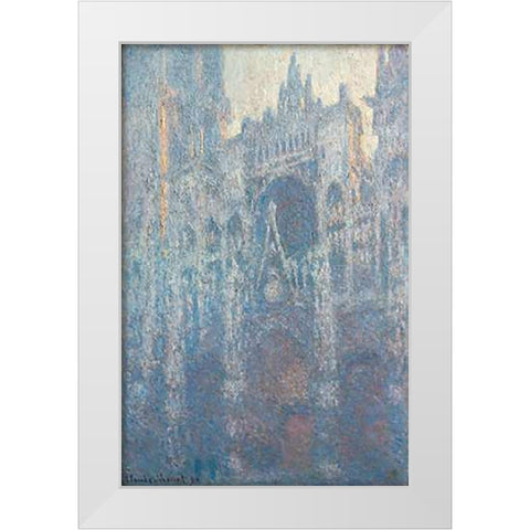 The Portal of Rouen Cathedral in Morning Light White Modern Wood Framed Art Print by Monet, Claude