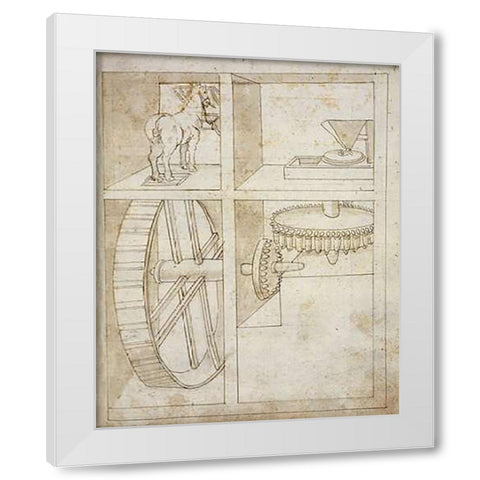 Folio 43: mill powered by horse White Modern Wood Framed Art Print by Martini, Francesco di