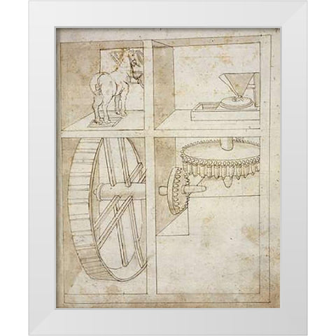 Folio 43: mill powered by horse White Modern Wood Framed Art Print by Martini, Francesco di