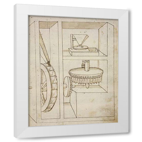 Folio 40: mill with overshot water wheel White Modern Wood Framed Art Print by Martini, Francesco di