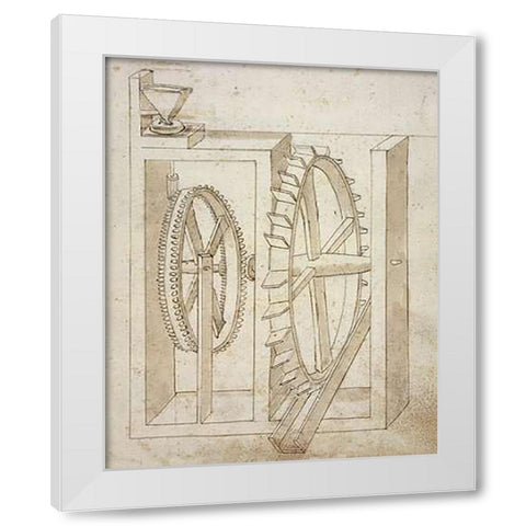 Folio 14: mill with undershot water wheel White Modern Wood Framed Art Print by Martini, Francesco di