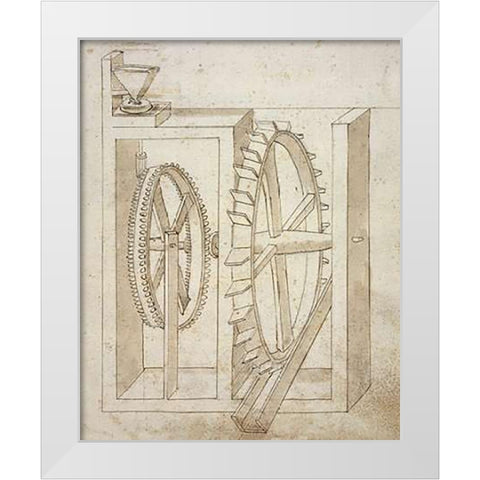 Folio 14: mill with undershot water wheel White Modern Wood Framed Art Print by Martini, Francesco di