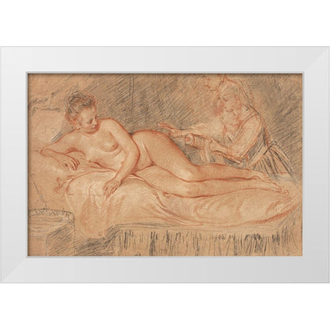 The Remedy White Modern Wood Framed Art Print by Watteau, Jean-Antoine