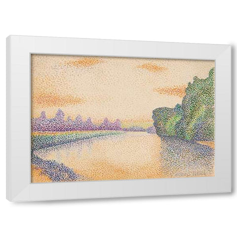 The Banks of the Marne at Dawn White Modern Wood Framed Art Print by Dubois-Pillet, Albert