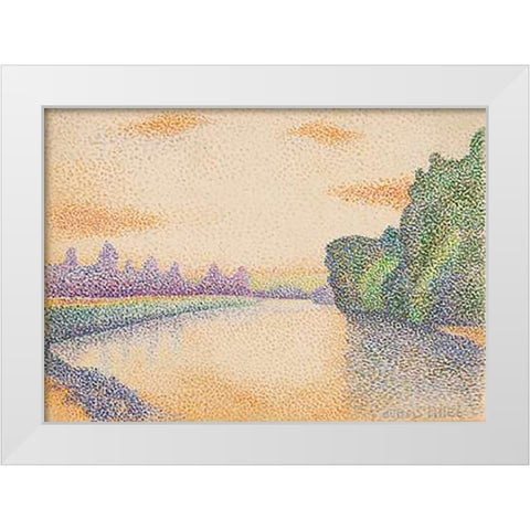 The Banks of the Marne at Dawn White Modern Wood Framed Art Print by Dubois-Pillet, Albert