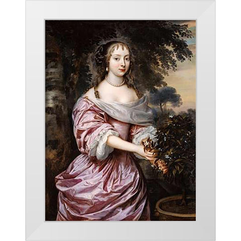 Portrait of a Woman White Modern Wood Framed Art Print by Mytens, Jan