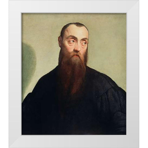 Portrait of a Bearded Man White Modern Wood Framed Art Print by Bassano, Jacopo