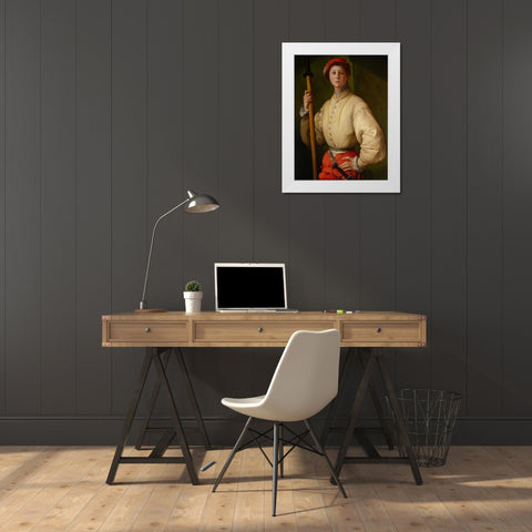 Portrait of a Halberdier - Francesco Guardi? White Modern Wood Framed Art Print by Pontormo (Jacob Carucci)