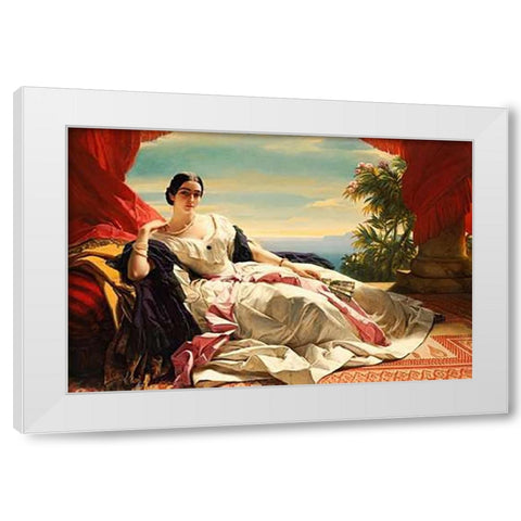 Portrait of Leonilla, Princess of Sayn-Wittgenstein-Sayn White Modern Wood Framed Art Print by Winterhalter, Franz Xaver
