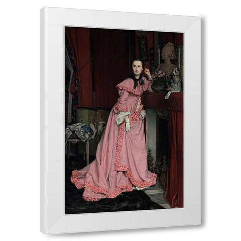 Portrait of the Marquise de Miramon, nee, Therese Feuillant White Modern Wood Framed Art Print by Tissot, Jacques Joseph