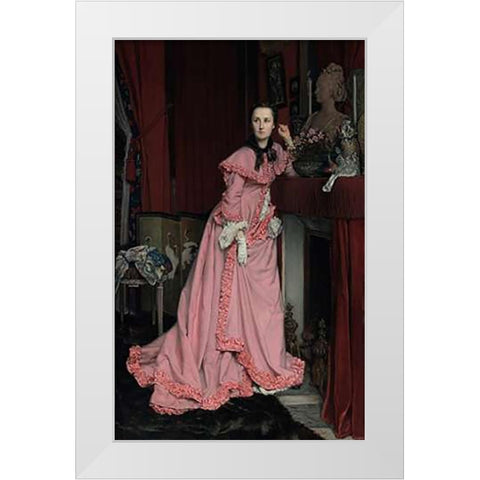 Portrait of the Marquise de Miramon, nee, Therese Feuillant White Modern Wood Framed Art Print by Tissot, Jacques Joseph