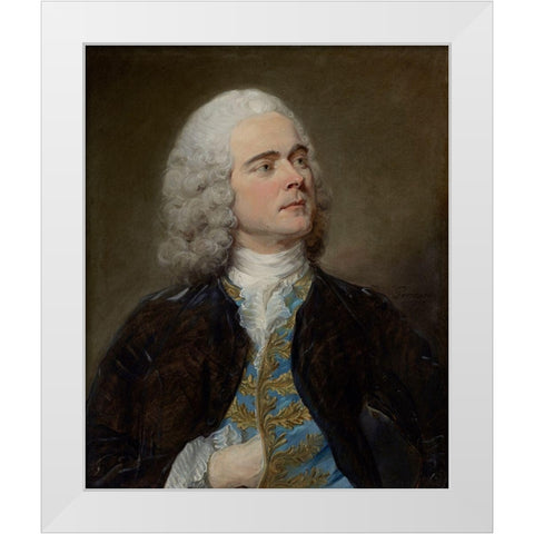 Charles-Francois Pinceloup de la Grange White Modern Wood Framed Art Print by Perronneau, Jean-Baptiste