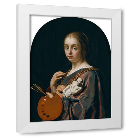 Pictura (An Allegory of Painting) White Modern Wood Framed Art Print by Van Mieris, Frans