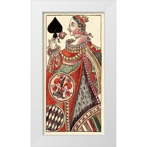 Queen of Spades (Bauern Hochzeit Deck) White Modern Wood Framed Art Print by Gobl, Andreas Benedictus