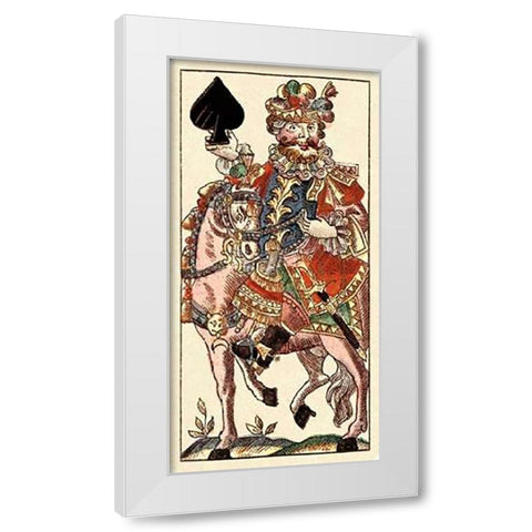Knight of Spades (Bauern Hochzeit Deck) White Modern Wood Framed Art Print by Gobl, Andreas Benedictus