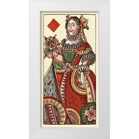 Queen of Diamonds (Bauern Hochzeit Deck) White Modern Wood Framed Art Print by Gobl, Andreas Benedictus