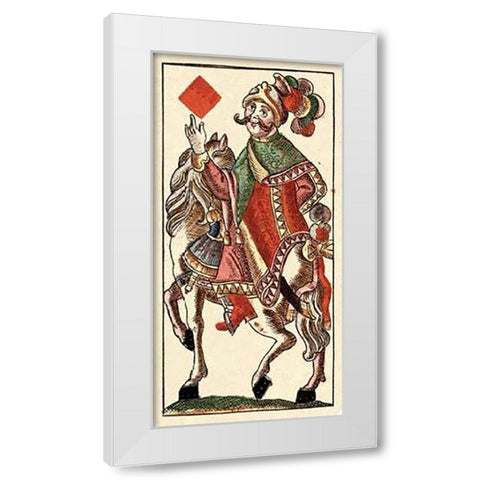 Knight of Diamonds (Bauern Hochzeit Deck) White Modern Wood Framed Art Print by Gobl, Andreas Benedictus