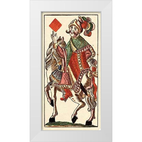 Knight of Diamonds (Bauern Hochzeit Deck) White Modern Wood Framed Art Print by Gobl, Andreas Benedictus