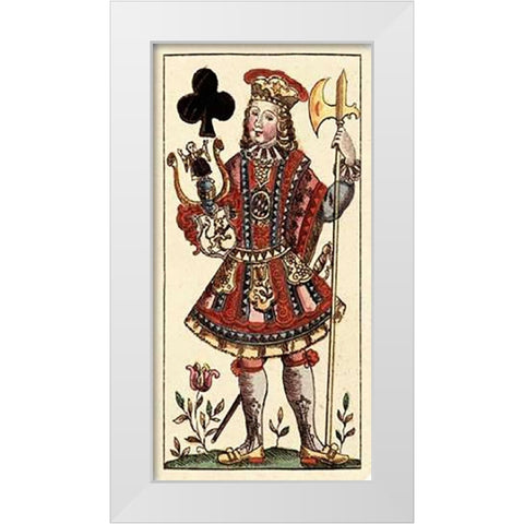 Knave of Clubs (Bauern Hochzeit Deck) White Modern Wood Framed Art Print by Gobl, Andreas Benedictus