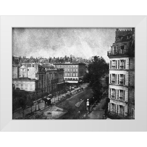 The Boulevards of Paris, May 1843 White Modern Wood Framed Art Print by Talbot, William