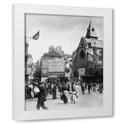 Paris, 1898-1900 - Place Saint-Medard White Modern Wood Framed Art Print by Atget, Eugene