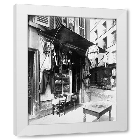 Paris, 1911 - Costume Shop, rue de la Corderie White Modern Wood Framed Art Print by Atget, Eugene