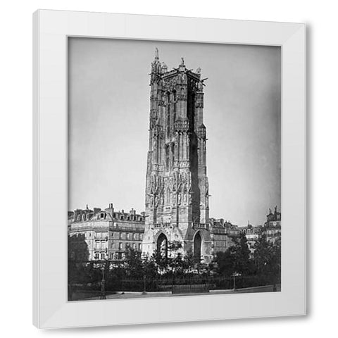 Paris, 1857-1859 - The Tour St. Jacques White Modern Wood Framed Art Print by Le Gray, Gustave