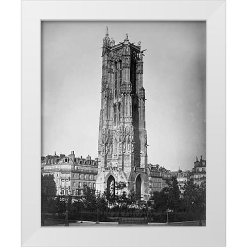 Paris, 1857-1859 - The Tour St. Jacques White Modern Wood Framed Art Print by Le Gray, Gustave