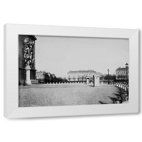 Paris, about 1877 - Place de lEtoile White Modern Wood Framed Art Print by Marville, Charles