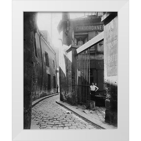Paris, 1911 - Metalworkers Shop, passage de la Reunion White Modern Wood Framed Art Print by Atget, Eugene
