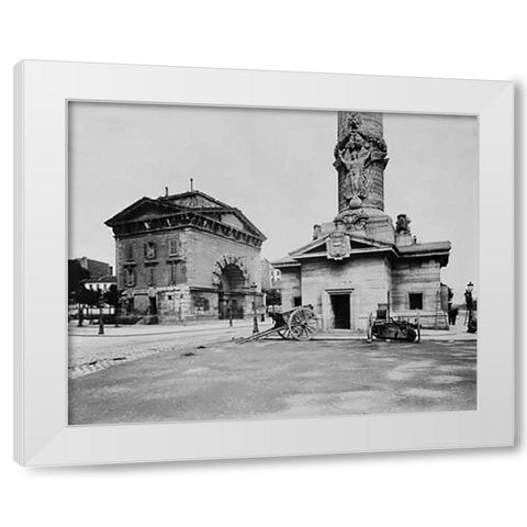 Paris, 1903-1904 - Ancienne Barriere du Trone (Tollbooth Pavilion and Column) White Modern Wood Framed Art Print by Atget, Eugene