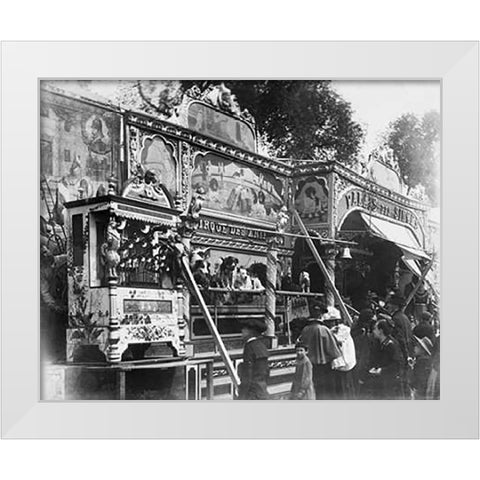 Paris, 1898 - Animal Circus, Fete des Invalides White Modern Wood Framed Art Print by Atget, Eugene