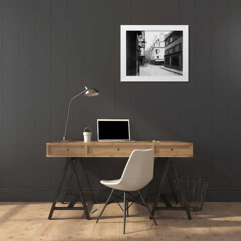 Paris, 1922 - Rue Cardinale White Modern Wood Framed Art Print by Atget, Eugene