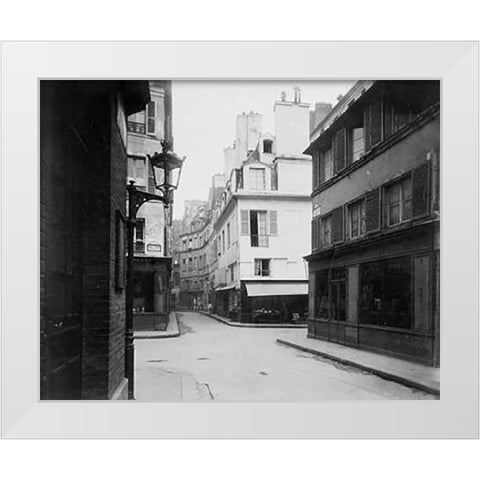 Paris, 1922 - Rue Cardinale White Modern Wood Framed Art Print by Atget, Eugene